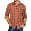 imageCOOFANDY Mens Flannel Shirts Long Sleeve Button Down Shirt Casual Plaid Shirts with PocketOrange Grey Plaid