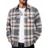 imageCOOFANDY Mens Flannel Shirts Long Sleeve Cotton Plaid Shirt Jacket Casual Button Down Shirt with PocketsGrey Brown