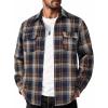 imageCOOFANDY Mens Flannel Shirts Long Sleeve Cotton Plaid Shirt Jacket Casual Button Down Shirt with PocketsNavy Blue Yellow