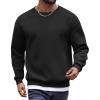 imageCOOFANDY Mens Fleece Crewneck Sweatshirt Cotton Long Sleeve Pullover Casual Thermal ShirtsBlack
