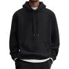 imageCOOFANDY Mens Fleece Hoodie Long Sleeve Hooded Sweatshirt Casual Basic Essential Drawstring Pullover Hoodie With PocketBlack