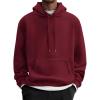 imageCOOFANDY Mens Fleece Hoodie Long Sleeve Hooded Sweatshirt Casual Basic Essential Drawstring Pullover Hoodie With PocketWine Red