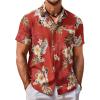 imageCOOFANDY Mens Hawaiian Shirt Short Sleeve Button Down Shirt Tropical Summer Beach ShirtFlowerred