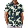imageCOOFANDY Mens Hawaiian Shirt Short Sleeve Button Down Shirt Tropical Summer Beach ShirtLeafgreen  White