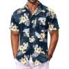 imageCOOFANDY Mens Hawaiian Shirt Short Sleeve Floral Button Down Shirts Tropical Vacation Beach Shirts with PocketNavy Blue  Flower