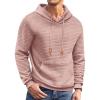 imageCOOFANDY Mens Hoodies Sweatshirts Long Sleeve Fashion Waffle Knit Pullover Hoodie with PocketPale Pink
