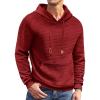 imageCOOFANDY Mens Hoodies Sweatshirts Long Sleeve Fashion Waffle Knit Pullover Hoodie with PocketRed