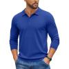 imageCOOFANDY Mens Knit Polo Sweater Long Sleeve Casual Golf Polo Lightweight Dress Button Collar Pullover SweatersRoyal Blue