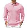 imageCOOFANDY Mens Knit Polo Sweater Long Sleeve Polos Lightweight Casual Dress Pullover SweatersPink