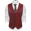 imageCOOFANDY Mens Leather Suit Vest Slim Fit Casual Western Vest Jacket Lightweight VNeck Dress WaistcoatsBurgundy