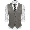 imageCOOFANDY Mens Leather Suit Vest Slim Fit Casual Western Vest Jacket Lightweight VNeck Dress WaistcoatsDark Grey