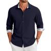 imageCOOFANDY Mens Long Sleeve Button Down Shirts Casual Untucked Shirt Regular Fit Dress ShirtDark Blue