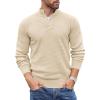 imageCOOFANDY Mens Quarter Button Sweater Lightweight Mock Neck Pullover Sweater Fashion Casual Knitted Waffle Henley SweaterBeige