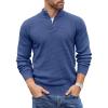 imageCOOFANDY Mens Quarter Button Sweater Lightweight Mock Neck Pullover Sweater Fashion Casual Knitted Waffle Henley SweaterBlue