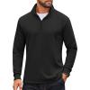 imageCOOFANDY Mens Quarter Zip Pullover Sweatshirt Mock Neck Quilted Sweatshirt Lightweight Casual Long Sleeve Polo ShirtBlack