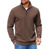 imageCOOFANDY Mens Quarter Zip Pullover Sweatshirts Lightweight Long Sleeve Mock Neck Sweater PoloBrown