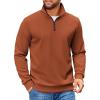 imageCOOFANDY Mens Quarter Zip Pullover Sweatshirts Lightweight Long Sleeve Mock Neck Sweater PoloCaramel