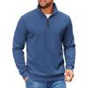 imageCOOFANDY Mens Quarter Zip Pullover Sweatshirts Lightweight Long Sleeve Mock Neck Sweater PoloSlate Blue