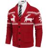 imageCOOFANDY Mens Shawl Collar Cardigan Sweater Slim Fit Cable Knit Button up Sweater with PocketsChristmas RedWhite