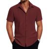 imageCOOFANDY Mens Short Sleeve Button Down Shirt Lightweight Wrinkle Free Untucked Dress ShirtsDark Red