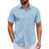 imageCOOFANDY Mens Short Sleeve Button Down Shirts Casual Dress Shirt Untucked Shirts with PocketBlue Patterned