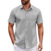 imageCOOFANDY Mens Short Sleeve Button Down Shirts Casual Dress Shirt Untucked Shirts with PocketGrey