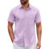 imageCOOFANDY Mens Short Sleeve Button Down Shirts Casual Dress Shirt Untucked Shirts with PocketLavender