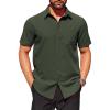 imageCOOFANDY Mens Short Sleeve Button Down Shirts Wrinkle Free Dress Shirts Casual Polka Dot Print Shirt with PocketDark Army Green