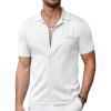 imageCOOFANDY Mens Short Sleeve Knit Shirts Button Down Vintage Polo Casual Beach ShirtsWhite