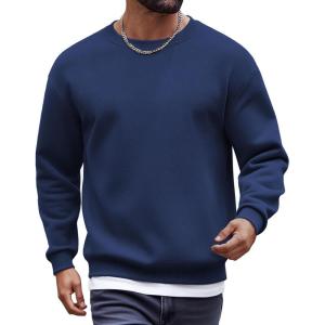 imageCOOFANDY Mens Fleece Crewneck Sweatshirt Cotton Long Sleeve Pullover Casual Thermal ShirtsBlue Purple