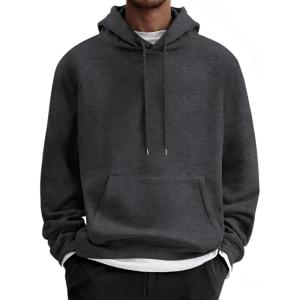 imageCOOFANDY Mens Fleece Hoodie Long Sleeve Hooded Sweatshirt Casual Basic Essential Drawstring Pullover Hoodie With PocketDark Gray