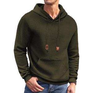 imageCOOFANDY Mens Hoodies Sweatshirts Long Sleeve Fashion Waffle Knit Pullover Hoodie with PocketArmy Green