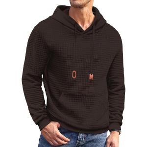 imageCOOFANDY Mens Hoodies Sweatshirts Long Sleeve Fashion Waffle Knit Pullover Hoodie with PocketCoffee