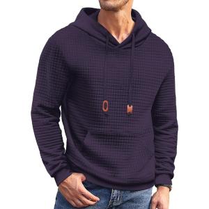 imageCOOFANDY Mens Hoodies Sweatshirts Long Sleeve Fashion Waffle Knit Pullover Hoodie with PocketViolet