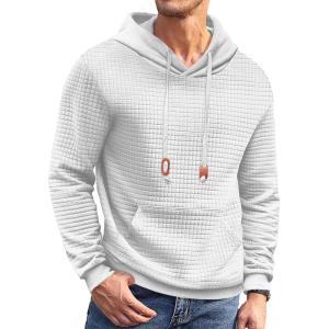 imageCOOFANDY Mens Hoodies Sweatshirts Long Sleeve Fashion Waffle Knit Pullover Hoodie with PocketWhite
