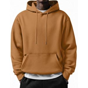 imageCOOFANDY Mens Long Sleeve Hooded Sweatshirt Casual Lightweight Hoodies Pullover Textured Drawstring Hoodie with Kanga PocketLight Brown