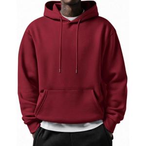 imageCOOFANDY Mens Long Sleeve Hooded Sweatshirt Casual Lightweight Hoodies Pullover Textured Drawstring Hoodie with Kanga PocketWine Red