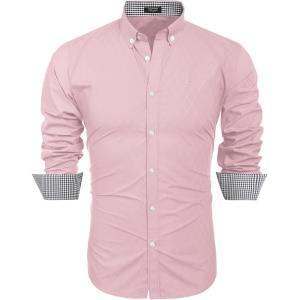 imageCOOFANDY Mens Rose Shiny Shirt Luxury Flowered Printed Button Down ShirtPink