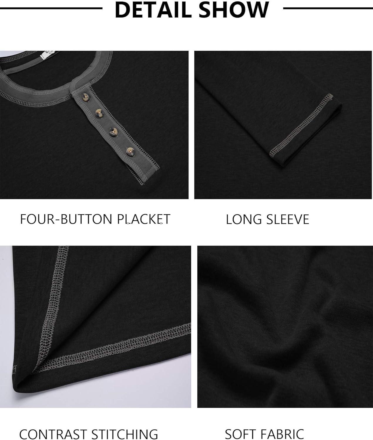 imageCOOFANDY Mens Henley Shirts Long Sleeve Button TShirt Fashion Casual Pullover Shirts Soft Stretch Tees TopsBlack