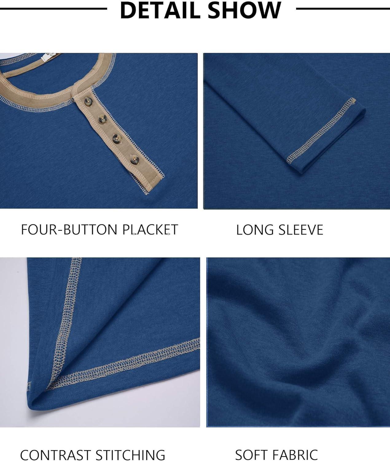 imageCOOFANDY Mens Henley Shirts Long Sleeve Button TShirt Fashion Casual Pullover Shirts Soft Stretch Tees TopsBlue