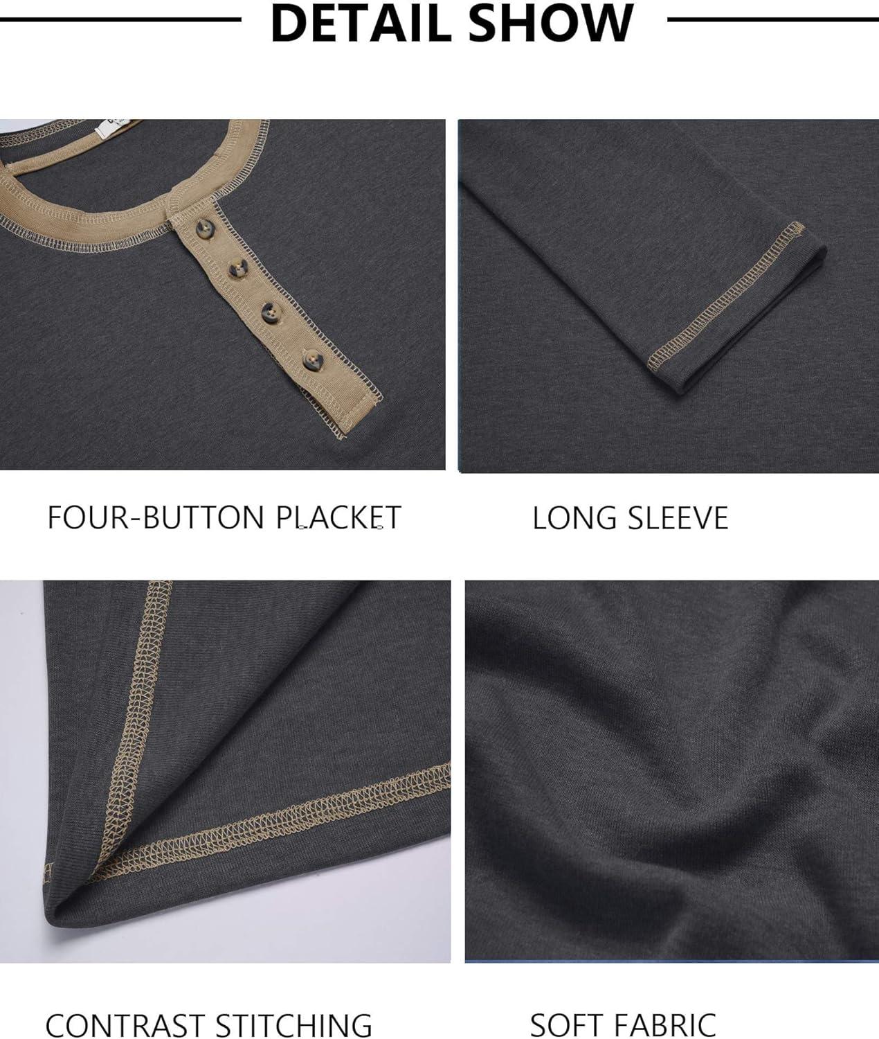 imageCOOFANDY Mens Henley Shirts Long Sleeve Button TShirt Fashion Casual Pullover Shirts Soft Stretch Tees TopsDark Grey