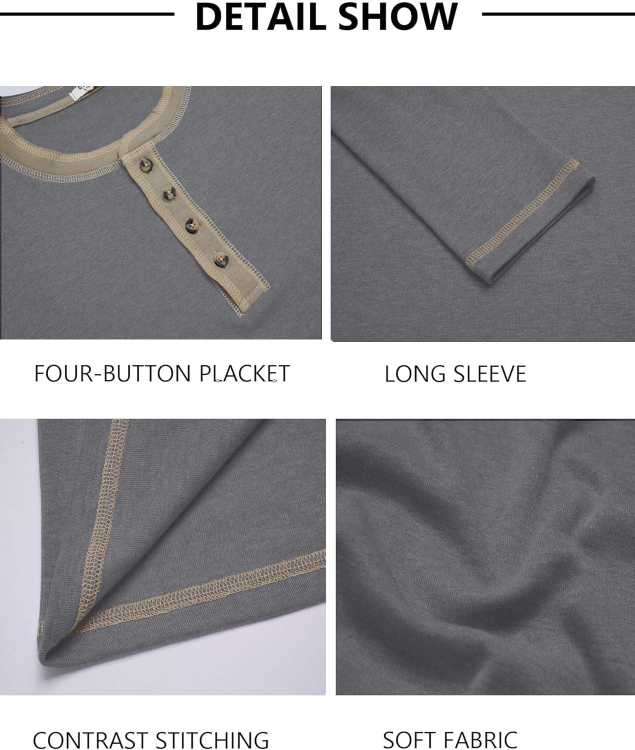 imageCOOFANDY Mens Henley Shirts Long Sleeve Button TShirt Fashion Casual Pullover Shirts Soft Stretch Tees TopsGrey