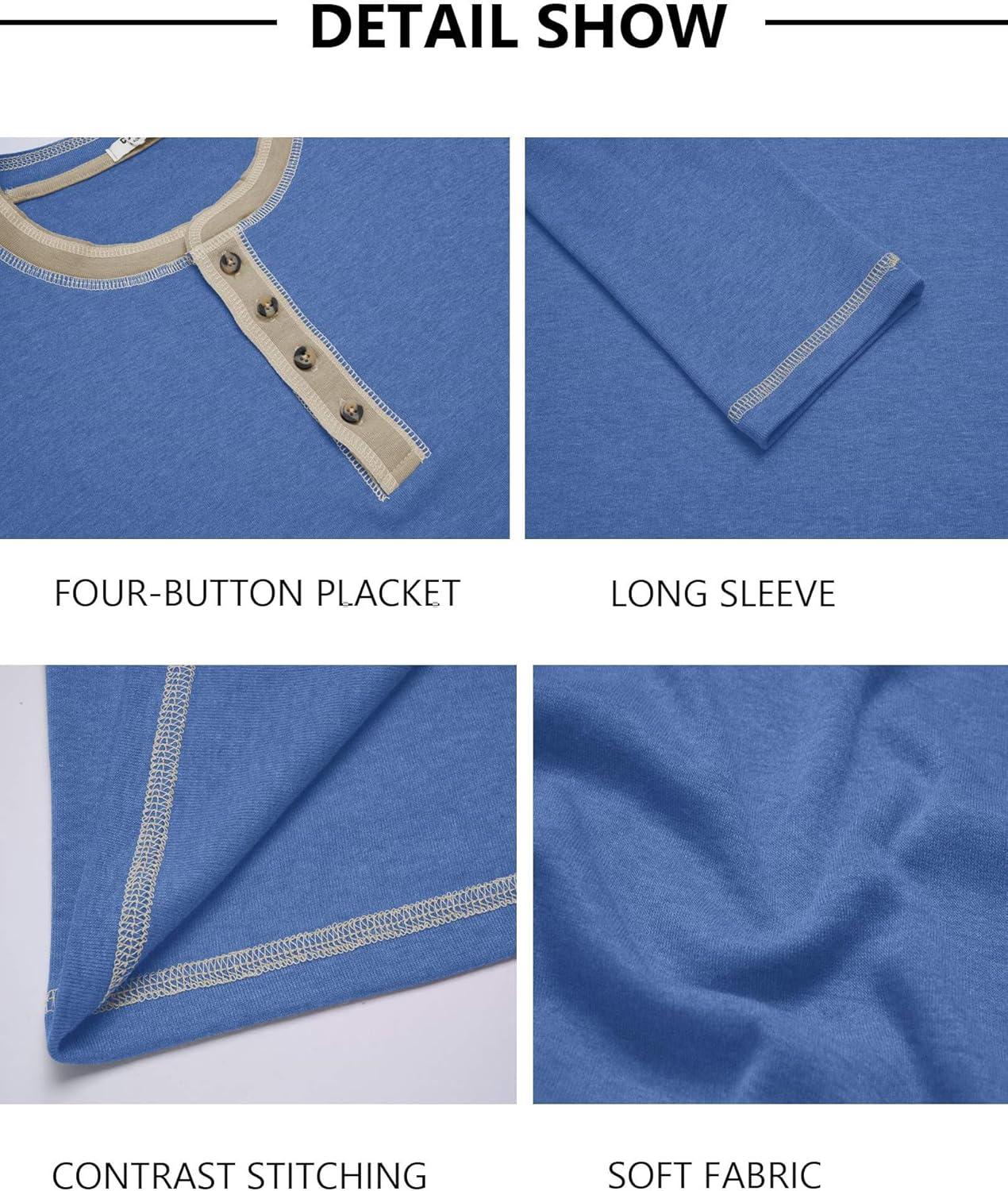 imageCOOFANDY Mens Henley Shirts Long Sleeve Button TShirt Fashion Casual Pullover Shirts Soft Stretch Tees TopsLight Blue