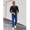 imageCOOFANDY Mens Henley Shirts Long Sleeve Button TShirt Fashion Casual Pullover Shirts Soft Stretch Tees TopsBlack