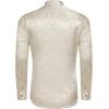 imageCOOFANDY Mens Silk Satin Dress Shirts Jacquard Long Sleeve Floral Button Up Shirts Party Prom Wedding ShirtBeige