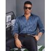 imageCOOFANDY Mens Silk Satin Dress Shirts Jacquard Long Sleeve Floral Button Up Shirts Party Prom Wedding ShirtNavy Blue Twist