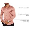 imageCOOFANDY Mens Silk Satin Dress Shirts Jacquard Long Sleeve Floral Button Up Shirts Party Prom Wedding ShirtPink