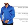 imageCOOFANDY Mens Silk Satin Dress Shirts Jacquard Long Sleeve Floral Button Up Shirts Party Prom Wedding ShirtSapphire