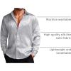 imageCOOFANDY Mens Silk Satin Dress Shirts Jacquard Long Sleeve Floral Button Up Shirts Party Prom Wedding ShirtSilver Gray