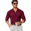 imageCOOFANDY Mens Stretch Dress Shirts Muscle Fit Wrinkle Free Long Sleeve Button Down Shirt Business Casual ShirtsDeep Red